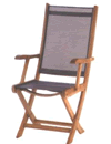 teak & batyline - sedia pieghevole con braccioli 5 posizioni